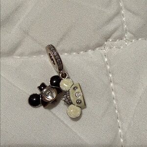 Genuine Pandora Silver S925 Disney Parks Mickey Minnie Wedding Hats Dangle Charm